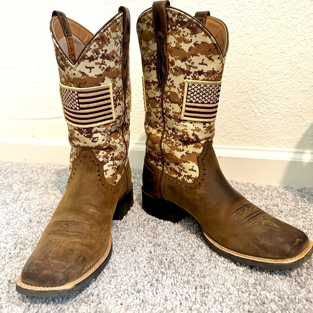 Ariat Camo American Flag Cowboy Boots